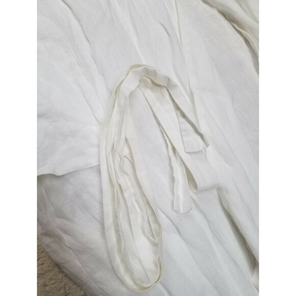 Erica Tang V Womens Large Linen Drape Open Cardigan Jacket White Lightweight - Picture 8 of 8